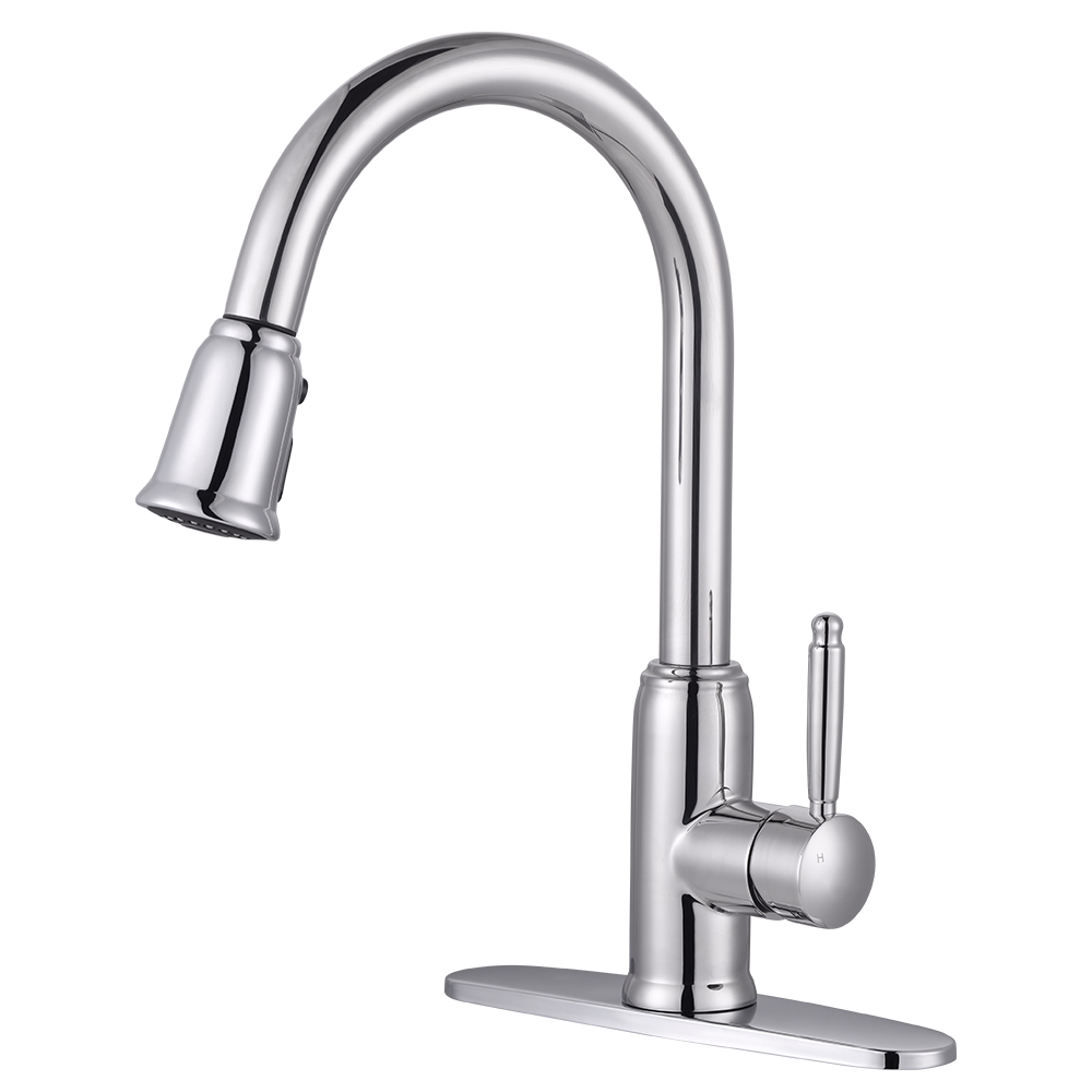 Vintage Style Stainless Steel Pull Down Kitchen Faucet for Sink 1 or 3 Hole