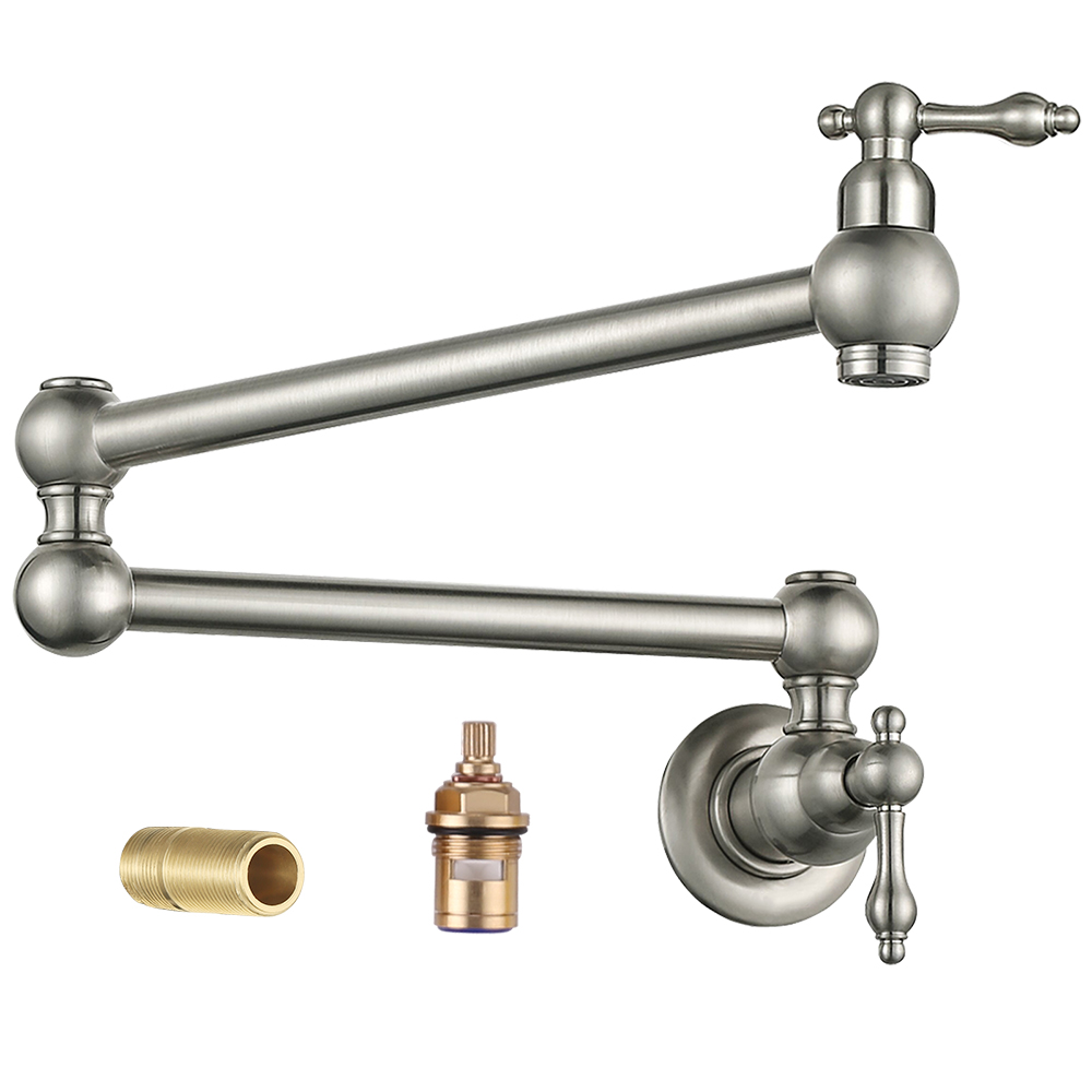 Double Joint Swing Arm Solid Brass Kitchen Sink Pot Filler Faucet