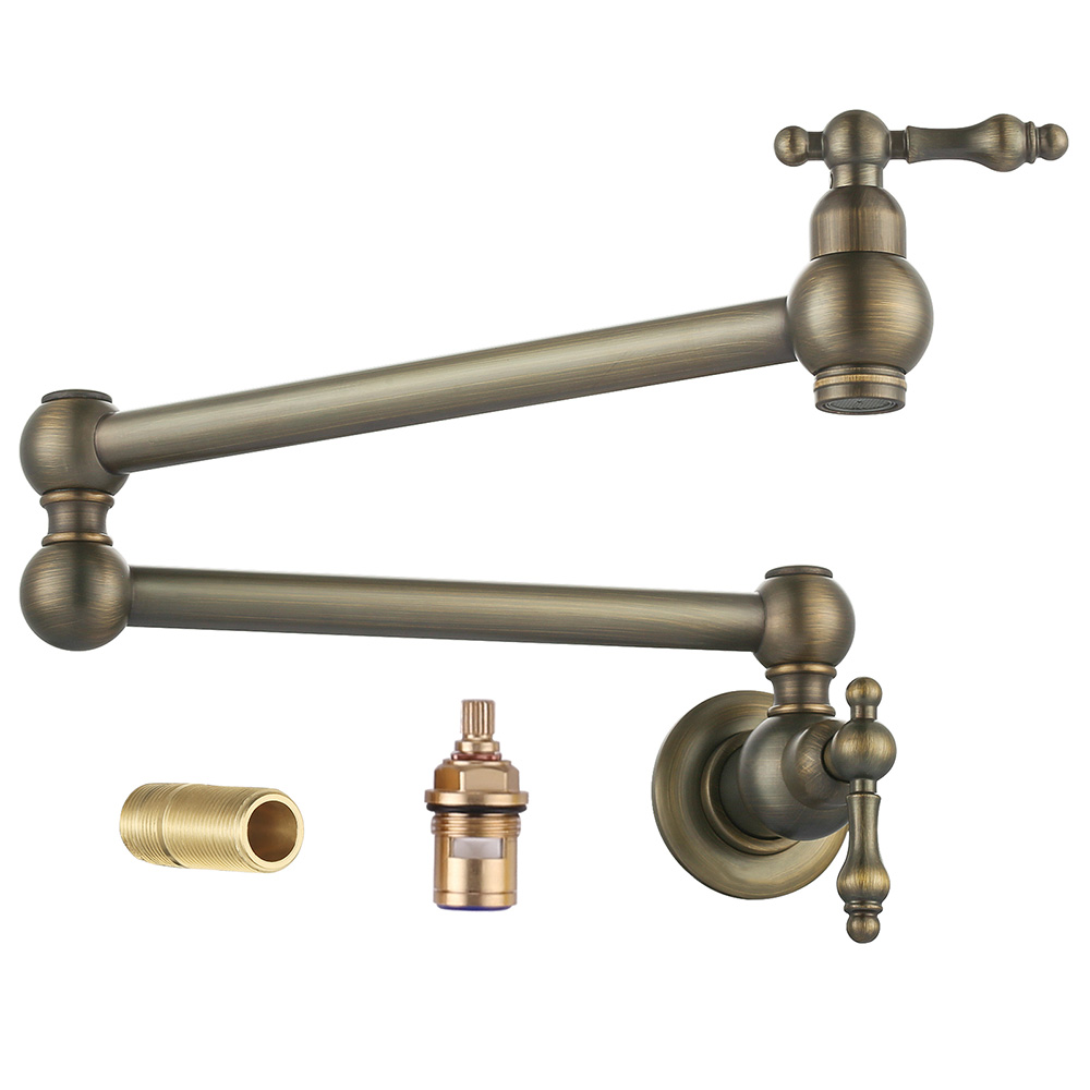 Kitchen Sink Pot Filler Faucet Wall Mount Folding Faucet, Vintage Victorian Pot Filling Tap