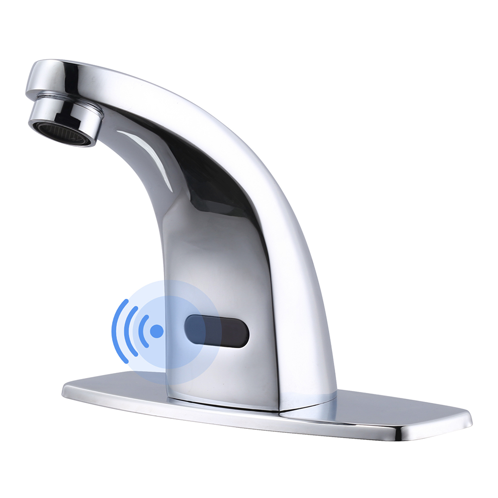 Automatic Bathroom Sink Faucet with Control Box and Temperature Mixer for Vanity